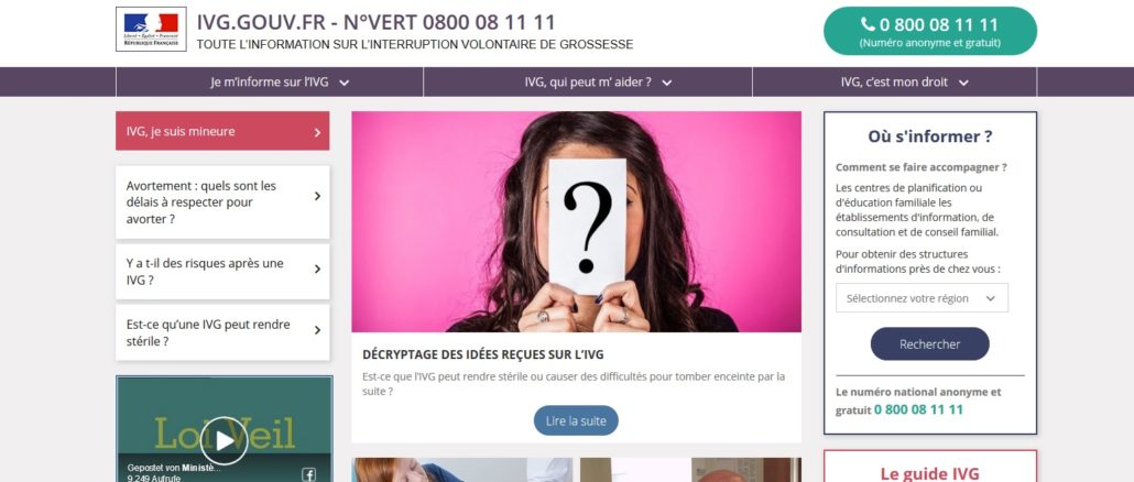 Staatliche Internetseite zur Förderung der Abtreibung in Frankreich