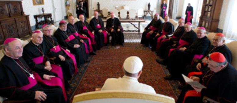Die tschechischen Bischöfe in Audienz bei Papst Franziskus, Februar 2014.