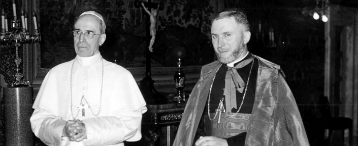 Erzbischof Marcel Lefebvre mit Papst Pius XII.