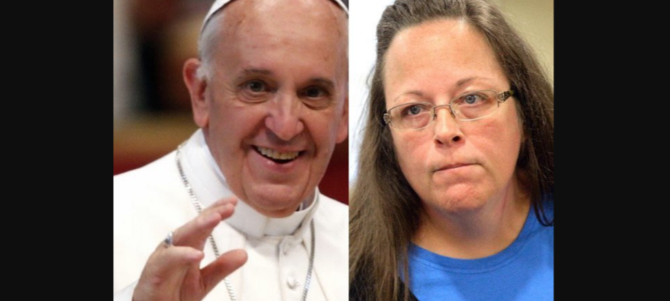 Papst Franziskus und Kim Davis, die County-Beamtin, deren Besuch dem Kirchenoberhaupt gar nicht recht war.