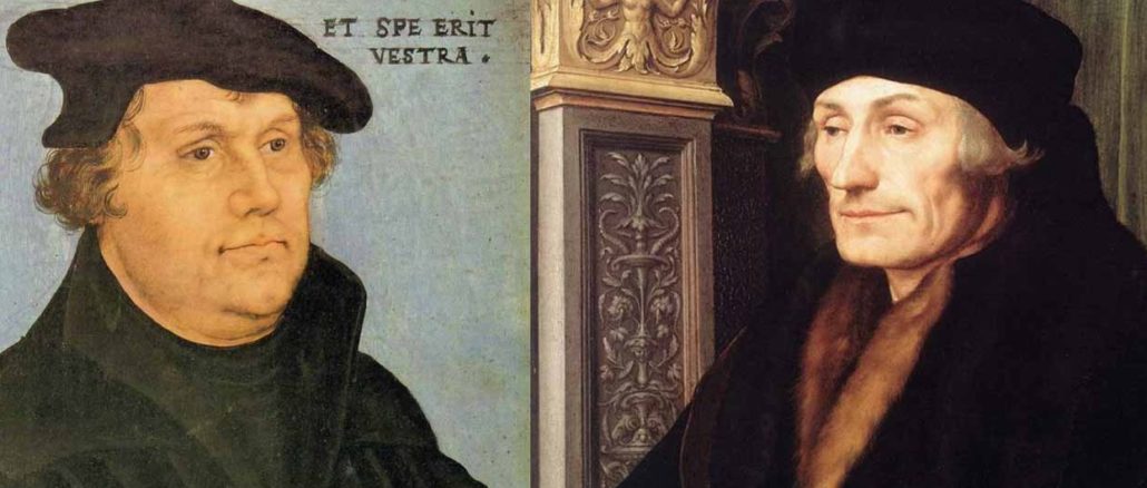 Martin Luther von Lucas Cranach und Erasmus von Rotterdam von Hans Holbein.