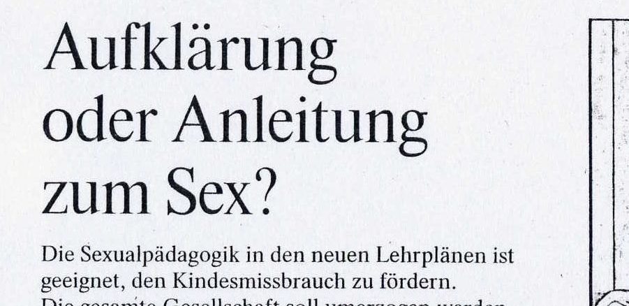 "Die Sexualpädagogik in den neuen Lehrplänen ist geeignet den Kindesmißbrauch zu fördern". Artikel von Martin Voigt in der FAZ, 23.10.2014