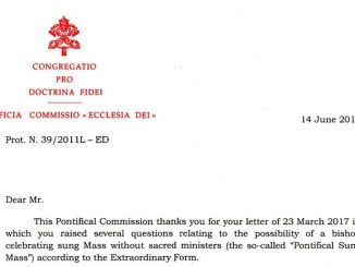 Antwort der Päpstlichen Kommission Ecclesia Dei vom 14. Juni 2017