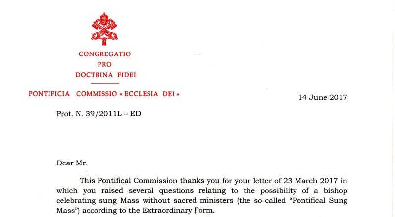 Antwort der Päpstlichen Kommission Ecclesia Dei vom 14. Juni 2017