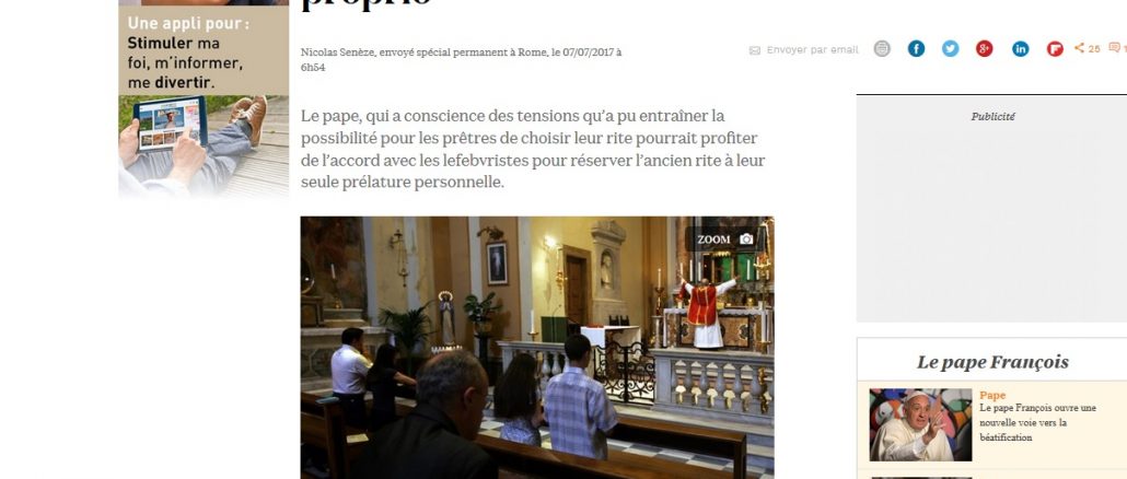 La Croix: Plant Papst Franziskus eine Aufteilung der Interessensphären mit der Piusbruderschaft?