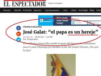 José Galat, Gründer, Präsident und Direktor von Teleamiga, einem der größten katholischen Fernsehsender, wurde wegen Papst-Kritik "exkommuniziert" bzw. seine Exkommunikation latae sententiae erklärt.