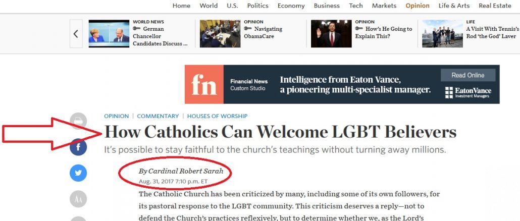 Kardinal Robert Sarah antwortete dem Jesuiten James Martin im Wall Street Journal auf dessen homophiles Buch "Building a Bridge"