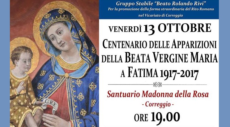 Bischof von Reggio Emilia beendet Hundertjahrfeiern der Marienerscheinungen von Fatima mit einer heiligen Messe in der überlieferten Form des Römischen Ritus