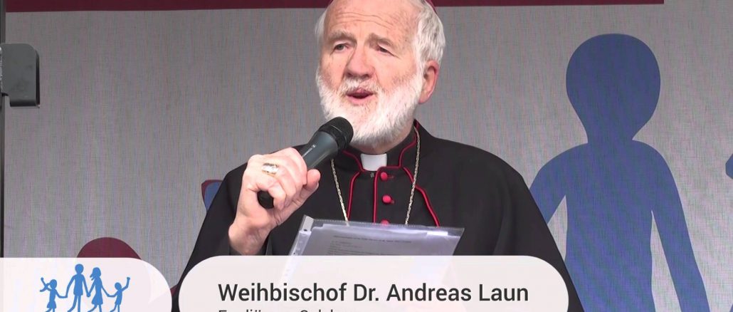 Weihbischof Andreas Laun bei der "Demo für alle". Am 13. Oktober wurde er 75 und am selben Tag von Papst Franziskus emeritiert.