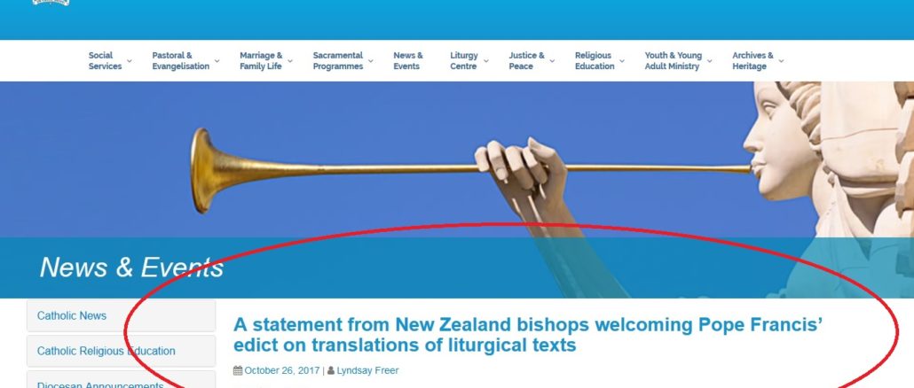 Neuseelands Bischöfe wollen eine "alternative" Übersetzung des Missale Romanum