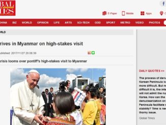 Global Times: Online-Bericht über Ankunft von Papst Franziskus in Myanmar.