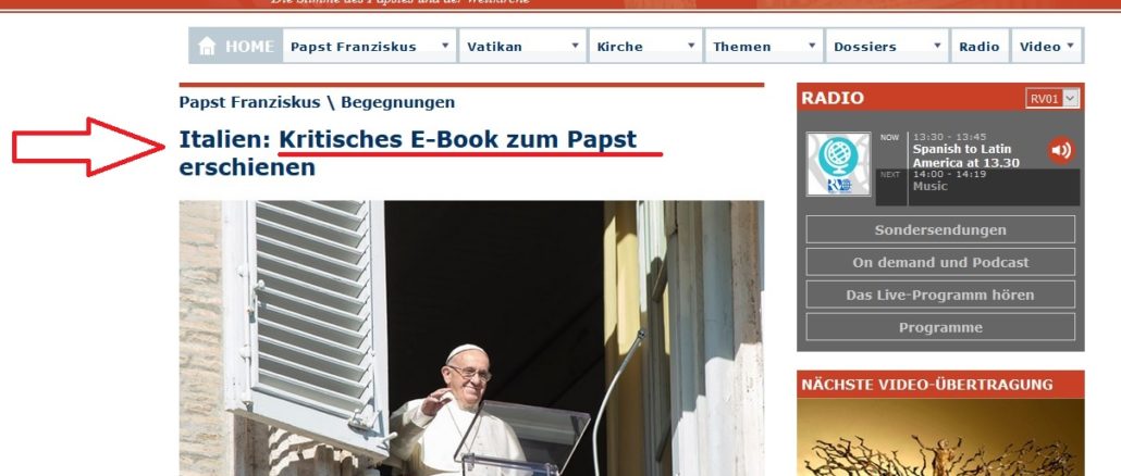 Radio Vatikan berichtet über das unter dem Pseudonym „Marcantonio Colonna“ veröffentlichte Buch „Der Papst-Diktator“.