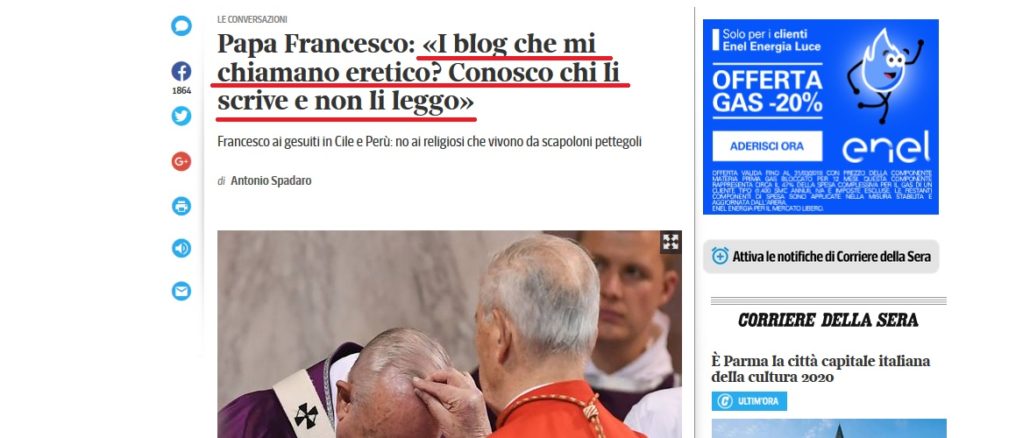 Papst Franziskus: Sie nennen mich einen Häretiker, und ich lese sie nicht.
