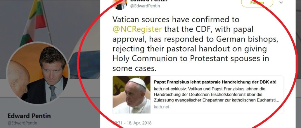 Interkommunion: Glaubenskongregation verwirft den Vorstoß von Kardinal Marx und der Deutschen Bischofskonferenz. Doch wo steht Papst Franziskus?