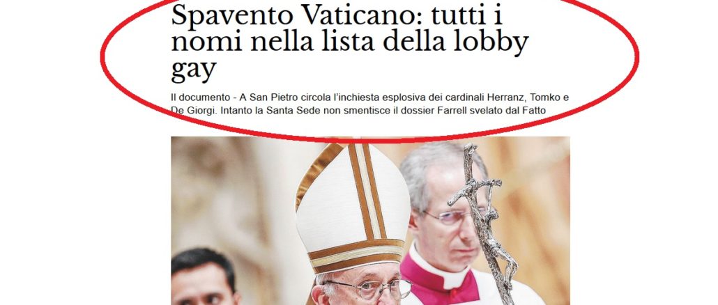Homo-Lobby im Vatikan: Italienische Tageszeitung behauptet, eine Liste mit den Namen der Homosexuellen an der Römischen Kurie in der Hand zu haben.
