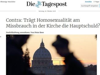 Warum lenkt Generalvikar Peter Beer (Erzbistum München-Freising) vom enorm überproportionalen Anteil Homosexueller an den sexuellen Missbrauchstätern ab? Will er von schwulen Klerikern ablenken? Oder fürchtet er die Homo-Lobby?