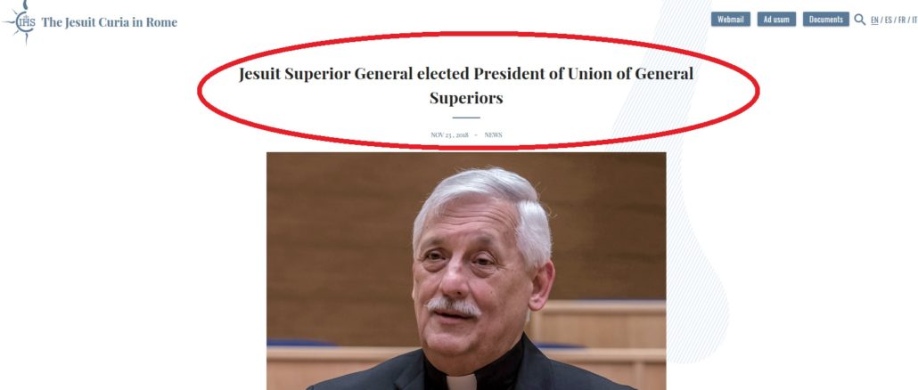 Jesuitengeneral Sosa wurde auch zum Vorsitzender der Union der Generaloberen der Männerorden in der katholischen Kirche gewählt.