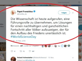 Papst Franziskus-Tweet zum Weltwissenschaftstag.