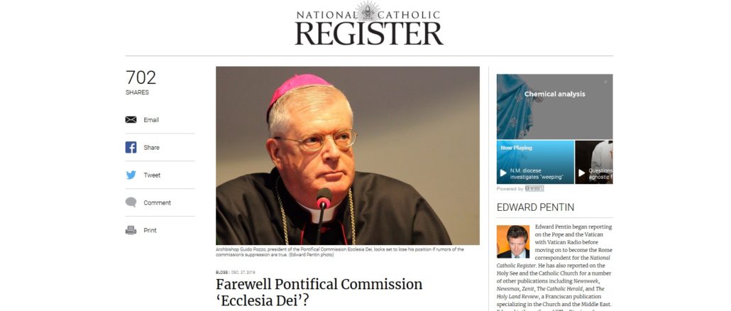 Kommt das Aus für die Päpstliche Kommission Ecclesia Dei oder für die Tradition?