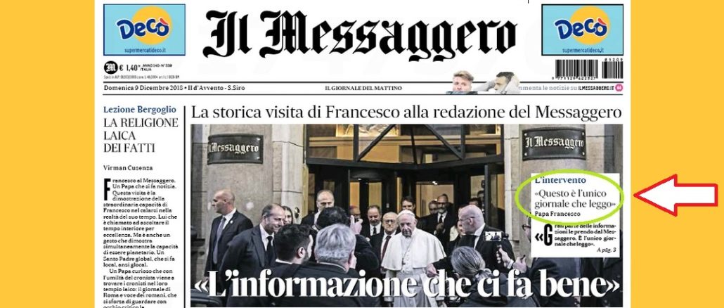 Papst Franziskus besuchte am Hochfest Mariä Empfängnis die Redaktion der auflagenstärksten römischen Tageszeitung.