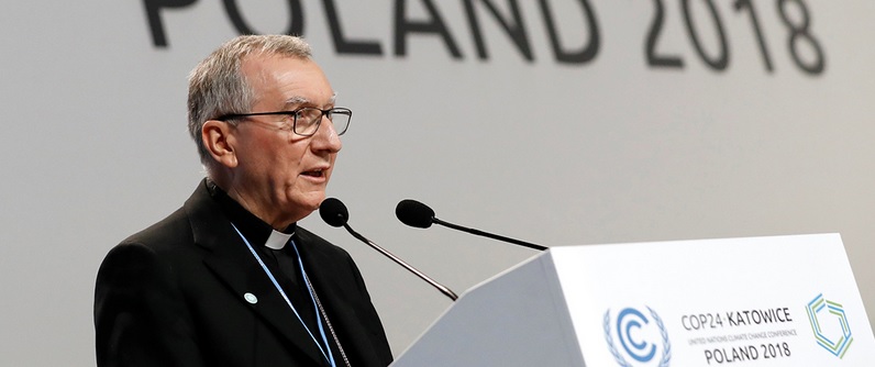 Kardinalstaatssekretär Parolin führte die Delegation des Vatikans bei der Weltklimakonferenz in Kattowitz 2018 an.