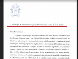 Originalbrief von Papst Franzikus an die Biischöfe der USA zu den Einkehrtagen in Mundelein.