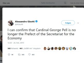 Vatikan leitete kanonisches Verfahren gegen Kardinal Pell ein.