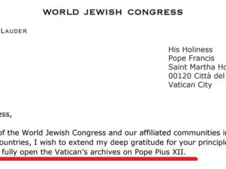 Der Jüdische Weltkongreß bedankte sich bei Papst Franziskus für die angekündigte Öffnung der Archive zum Pontifikat von Pius XII.