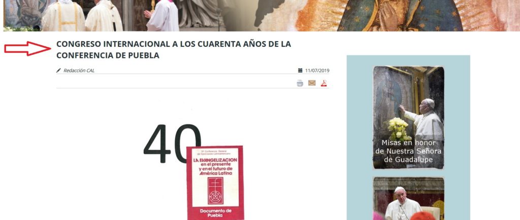 Internetseite der Lateinamerikakommission des Vatikans.