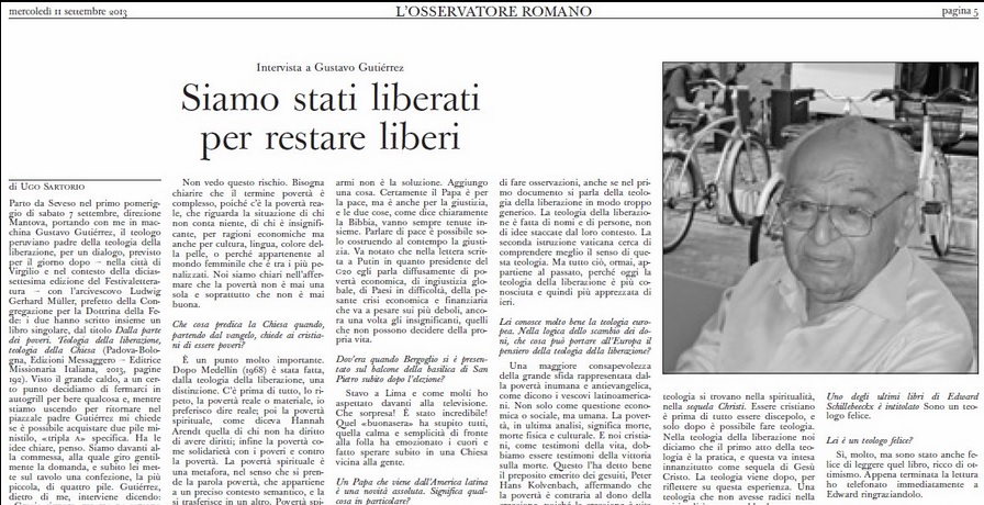 Gutierrez-Interview des Osservatore Romano im September 2013.
