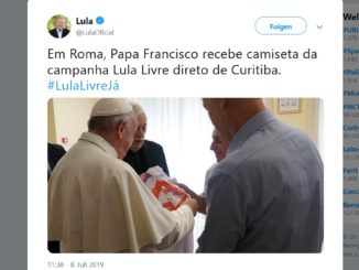 Vertreter der Kampagne „Freiheit für Lula“ bei Papst Franziskus.