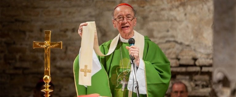 Kardinal Claudio Hummes bei der „Eucharistie des Pakts“ am 20. Oktober 2019 in den Domitilla-Katakomben