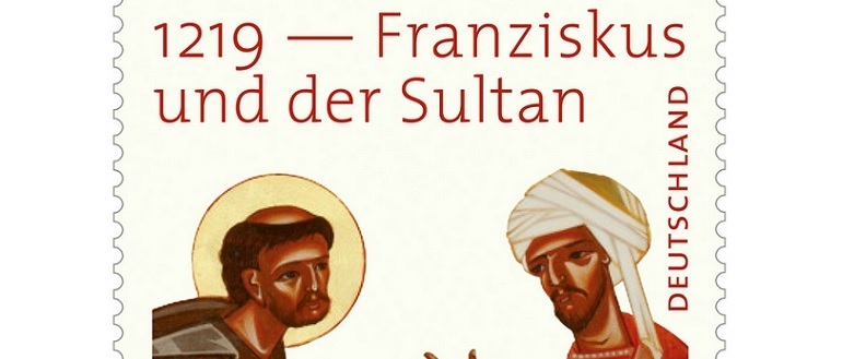 Neue Briefmarke: Franziskus und der Sultan. Geht es um 1219 oder um 2019?