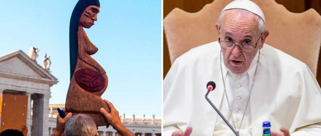 Pachamama im Vatikan: Papst Franziskus entschuldigte sich „bei allen“ sich sich durch die Pachamama-Entsorgung in den Tiber „beleidigt“ fühlen.