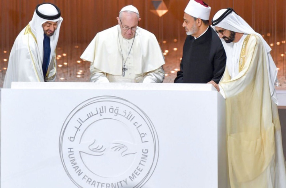 Papst Franziskus im Februar 2019 in Abu Dhabi. Der Bau des Tempels der Religionen ist beschlossen