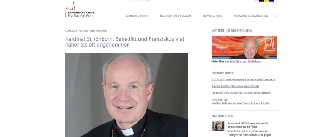 Kardinal Christoph Schönborn und eine seiner mehrfach wiederholten Thesen: Was bleibt von seiner Ära als Erzbischof von Wien (seit 1995) und Vorsitzender der Österreichischen Bischofskonferenz (seit 1998)?