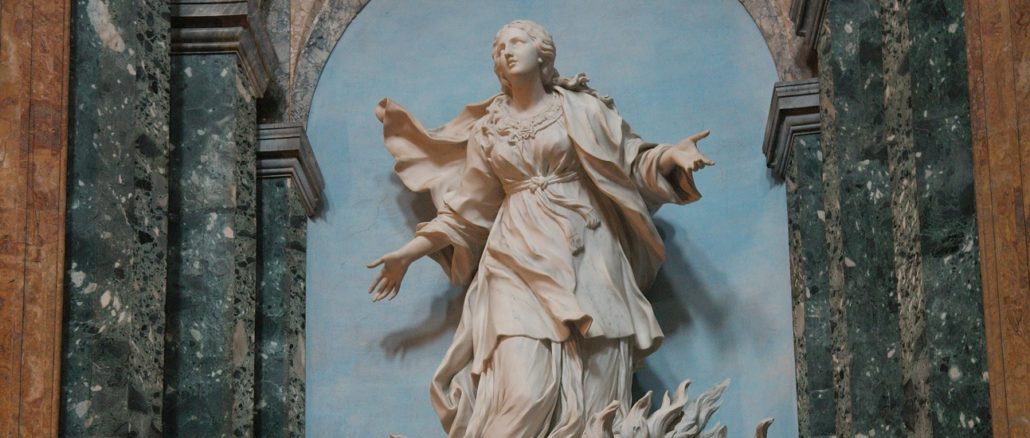 Darstellung auf dem Altar der Heiligen Agnes in Sant'Agnese in agone an der Piazza Navona in Rom, der Titeldiakonie von Kardinal Gerhard Müller.