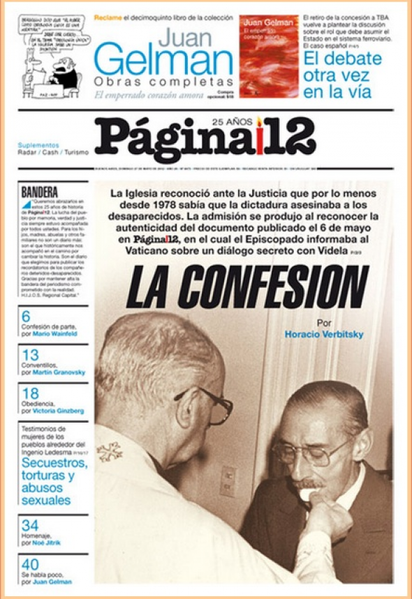 Titelseite von Pagina/12 im März 2013: Auftakt einer (bald abgeblasenen) Kampagne gegen Papst Franziskus