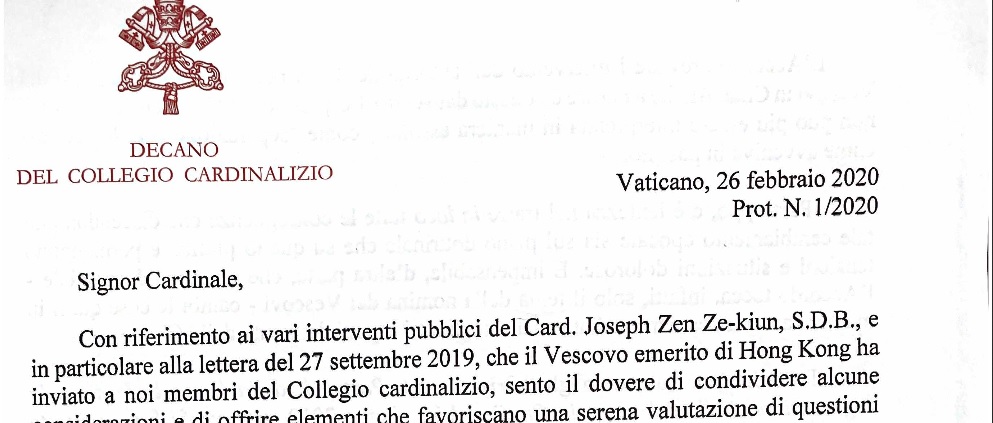 Das Schreiben von Kardinal Re an das Kardinalskollegium zu China und Kardinal Zen