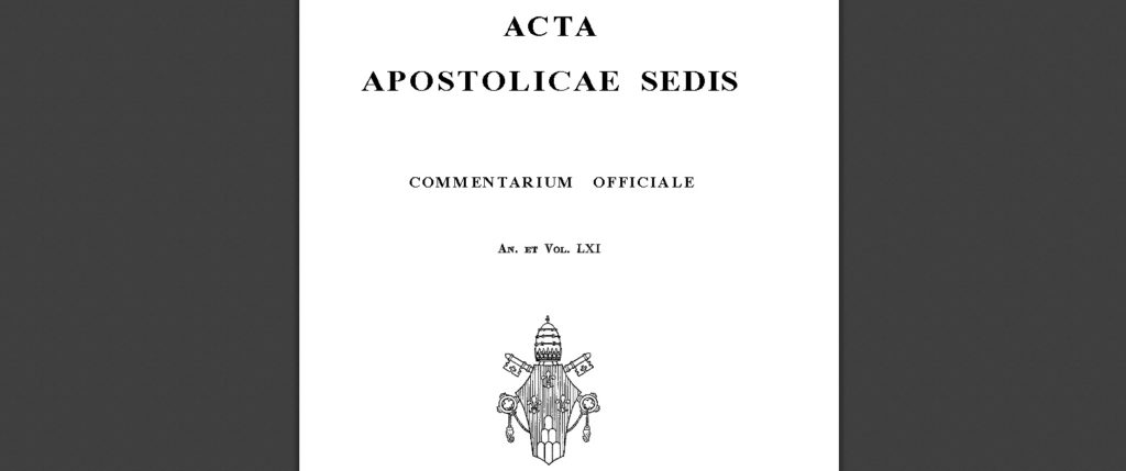 Das Titelblatt der Acta Apostolicae Sedis von 1969