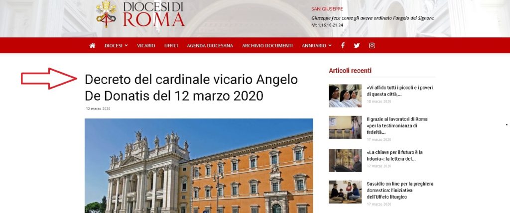 Das erste Dekret des Kardinalvikars vom 12. März