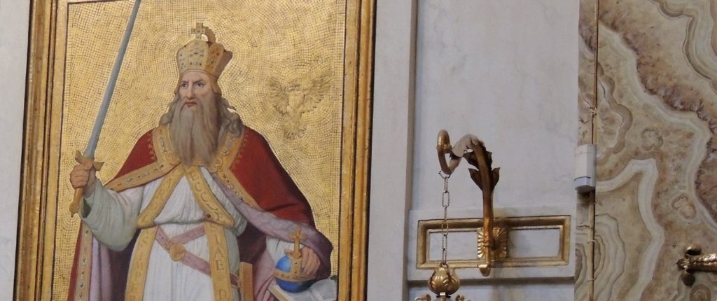 Darstellung des heiligen Karls des Großen, Kaiser und Beschützer der Kirche, Santa Maria dell'Anima in Rom