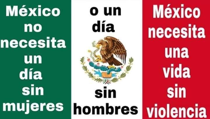 Aktion der Lebenesrechtsbewegunge: „Mexiko braucht nicht einen Tag ohne Frauen oder einen Tag ohne Männer. Mexiko braucht ein Leben ohne Gewalt“.