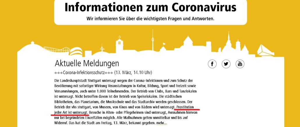Die Stadt Stuttgart, das Coronavirus und die Prostitution.