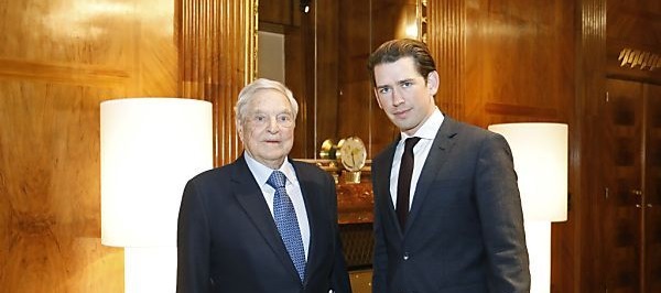Der kalte Bruder im Kanzleramt: Bundeskanzler Sebastian Kurz mit George Soros.