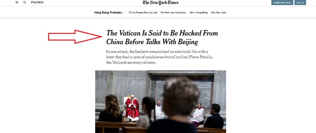 Spionage im Vatikan: Spionierten Chinas Machthaber den Heiligen Stuhl kurz vor Beginn der neuen Verhandlungsrunde zum Geheimabkommen über die Bischofsernennungen aus?