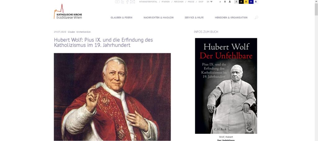 Katholisch.de, Diözesanmedien oder Internetseiten wie die des Erzbistums Wien bieten Wolf eine Plattform für seine Thesen.