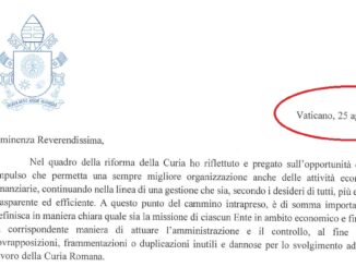 Schreiben von Papst Franziskus vom 25. August 2020 an Kardinalsstaatssekretär Parolin.