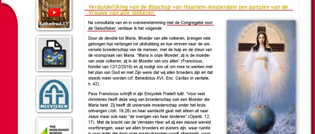 Der Bischof von Haarlem-Amsterdam entzieht den Peerdeman-Erscheiungen die Anerkennung.