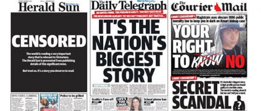 Schlagzeilen auf den Titelseiten australischer Medien: Für Verletzung der gerichtlichen Nachrichtensperre im Fall von Kardinal Pell stehen nun ein Dutzend Medien selbst vor Gericht.